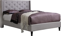 Modern Plywood Upholstered Storage Platform Bed Full / Queen / King Size Grey Linen Fabric