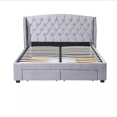 European Design Bedroom Furniture Upholstered Bed With Storage Drawers