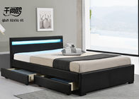 Black King Size Upholstered Bed With Drawers Soft European Style