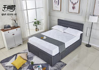Sturdy Leather Linen Grey Upholstered Storage Bed Home Furniture