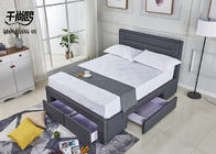 Sturdy Leather Linen Grey Upholstered Storage Bed Home Furniture