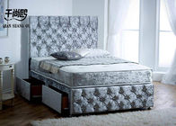European Double Velvet Storage Bed , Velvet Double Bed With Drawers