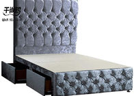 European Double Velvet Storage Bed , Velvet Double Bed With Drawers
