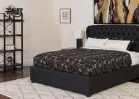 Tufted upholstered queen size wingback platform bed black