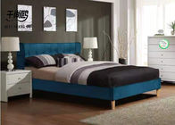 Newest double size square stitched wing back tufted headboard fabric upholstered platform bed