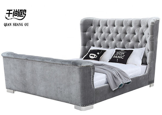 No inflation Upholstered PU Leather Bed ,  Tufted Fabric Platform Bed