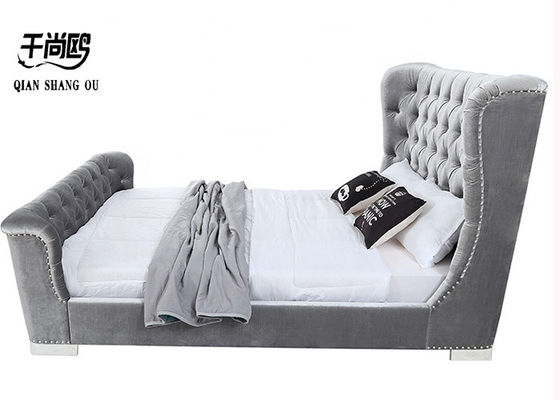 No inflation Upholstered PU Leather Bed ,  Tufted Fabric Platform Bed