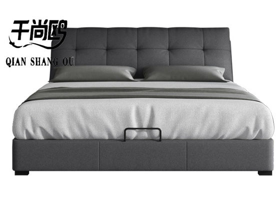 Luxury Multifunctional Upholstered Storage Platform Bed / Tatami With Fabric Cover