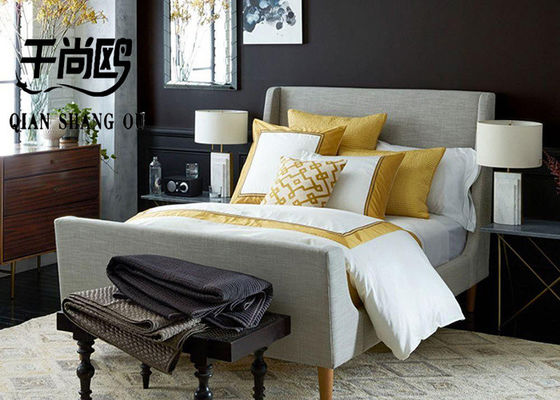 Customized Bedroom Furniture Bed Frame , Fabric Modern Floor Bed Frame