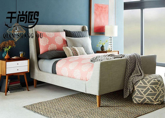 Customized Bedroom Furniture Bed Frame , Fabric Modern Floor Bed Frame