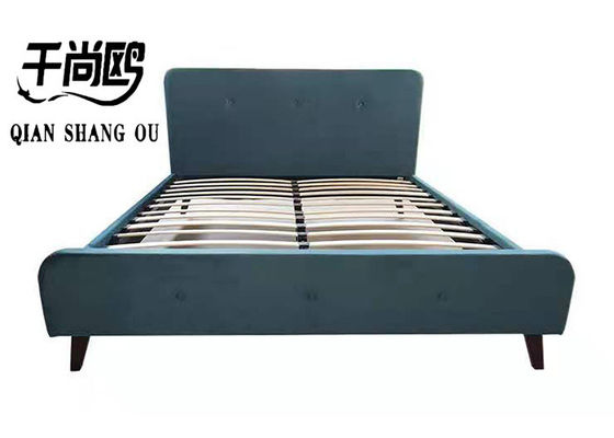 Grey Linen Fabric Upholstered Platform Bed Queen Size for Apartment