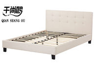 Compact Soft Platform Bed / White Fabric Upholstered Bed King Size Queen Size