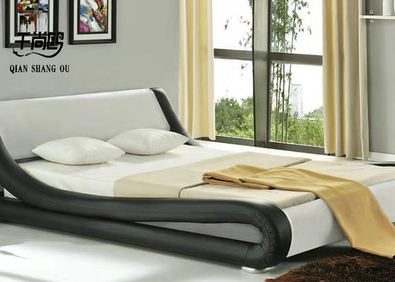 Modern Furniture Leather Upholstered Queen Bed ergonomic design KD Packing