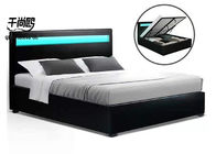 Custom Modern LED Upholstered Bed With Lights 160*200cm