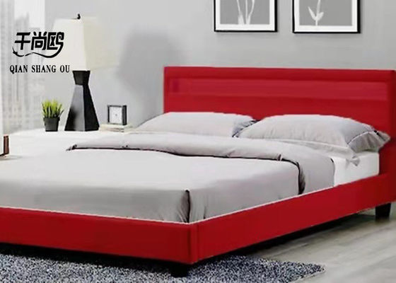 LED lighting Faux Leather Upholstered Platform Bed With Headboard