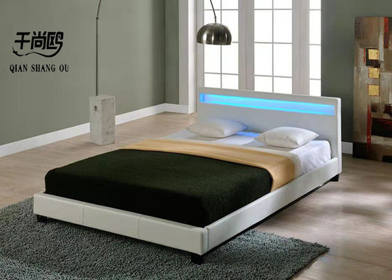 LED lighting Faux Leather Upholstered Platform Bed With Headboard