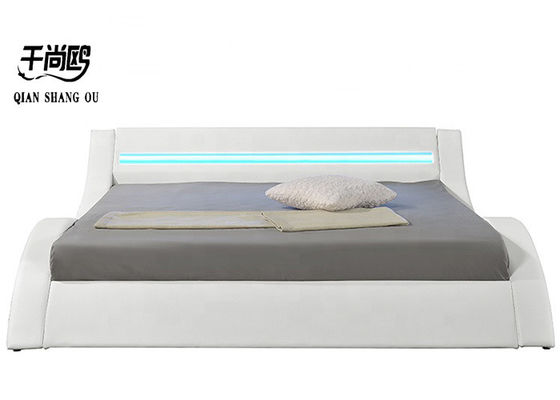 Reading Light LED Upholstered Bed / Soft Leather LED Double Bed