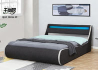 Modern furniture high quality luxury large size led light leather bed