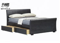 Black Leather Upholstered Bed With Drawers Home Furnishing
