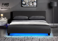 LED light platform soft bed, leather design Double-King size