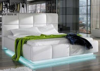 Luxurious White leather LED Storage Bed Frame        For Strong Bedroom