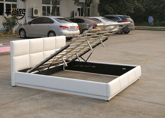 Luxurious White leather LED Storage Bed Frame        For Strong Bedroom