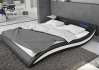 Stylish Durable LED Upholstered Bed / Customizable Modern Leather Bed