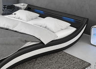 Stylish Durable LED Upholstered Bed / Customizable Modern Leather Bed