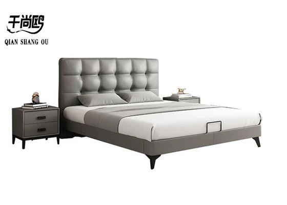 Modern Luxury Leather Upholstered Platform King Size Bed Customized