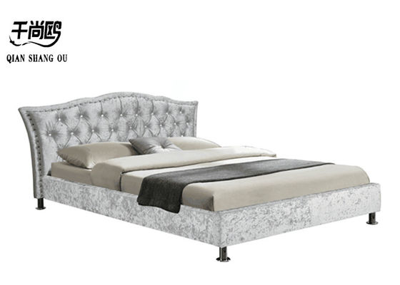 Customizable Elegant Linen Upholstered Bed Ice Velvet Material For Bedroom