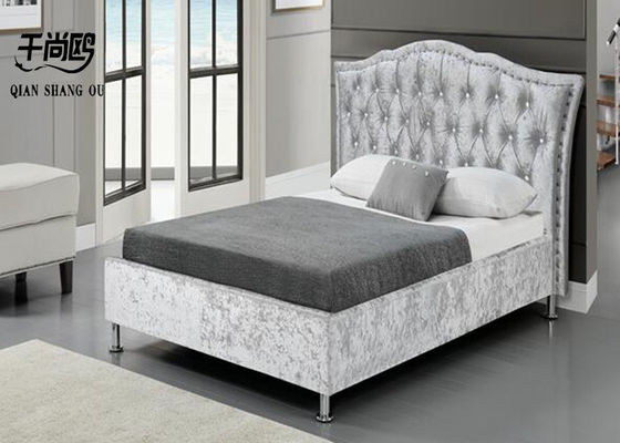 Customizable Elegant Linen Upholstered Bed Ice Velvet Material For Bedroom