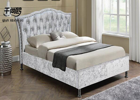 Customizable Elegant Linen Upholstered Bed Ice Velvet Material For Bedroom