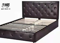 Pull Buckle Shape Upholstered Bed With Drawers , Modern Wrought Iron Beds