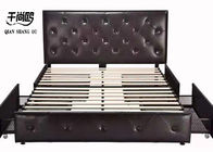 Pull Buckle Shape Upholstered Bed With Drawers , Modern Wrought Iron Beds