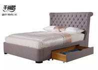 Linen Metal Rivet Upholstered Bed With Drawers Overall Disassembly / Assembly