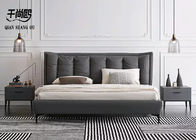 Customized Classic Modern Grey Upholstered Bed With Removable Pillow