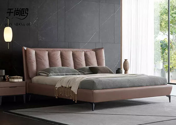 Customized Classic Modern Grey Upholstered Bed With Removable Pillow