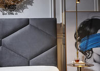 Diamond Shaped Linen Upholstered Bed Block Design High Grade