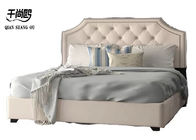 European style buckle with metal rivets decorate bedroom upholstered bed