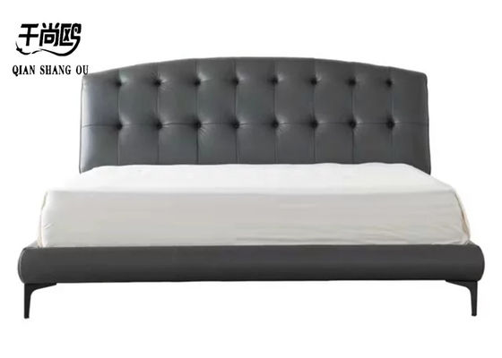 Pull Button Linen Upholstered Bed Low Key Versatile Classic Buckle Design