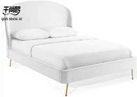 White leather curve design simple low-key bedroom platform bed-Double-King