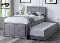 Linen Soft Platform Bed , Low Profile Double Bed Frame With Sliding Drawers