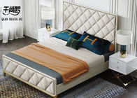 High End Soft Platform Bed Diamond Lattice Metal Decorative