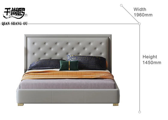 European style button design metal bed legs support bedroom platform bed