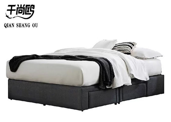 Easy Push / pull Upholstered Bed With Drawers modern style