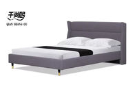 Wing Design King Size Upholstered Beds Soft European Style Fabric Material