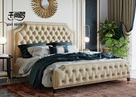 European Style King Size Upholstered Bed Frame Pull Buckle Design