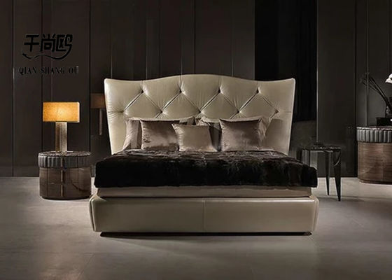 High End Luxury Leather Bedroom Upholstered Bed King Size