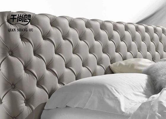 Sturdy / Durable Linen Upholstered Bed with Full Headboard