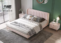 Soft Pink Tufted Bed , Double Fabric Upholstered King Size Bed